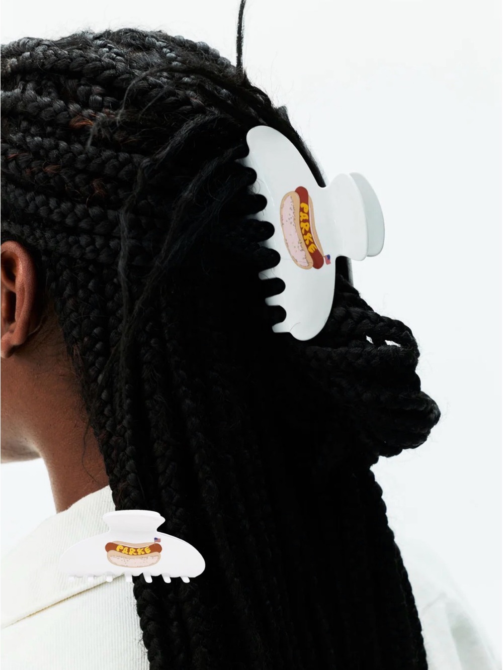 Parke White Hot Dog Hair Claw Clip